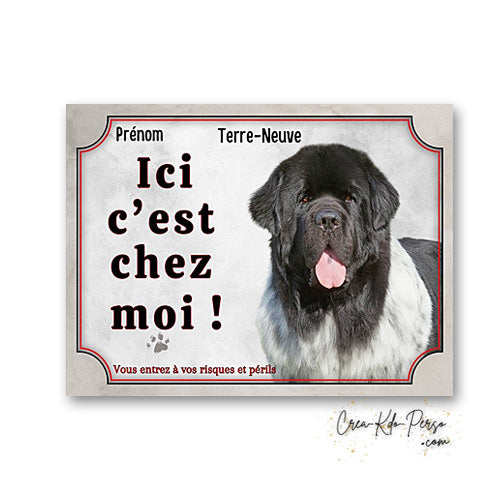 Plaque Terre neuve Attention au chien panneau de portail je monte la garde