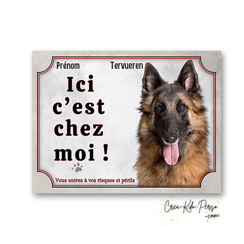 Plaque de portail Tervueren Attention au chien panneau je monte la garde