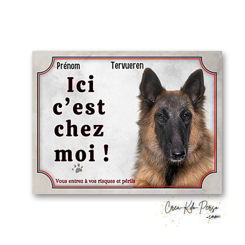 Plaque de portail Tervueren Attention au chien panneau je monte la garde