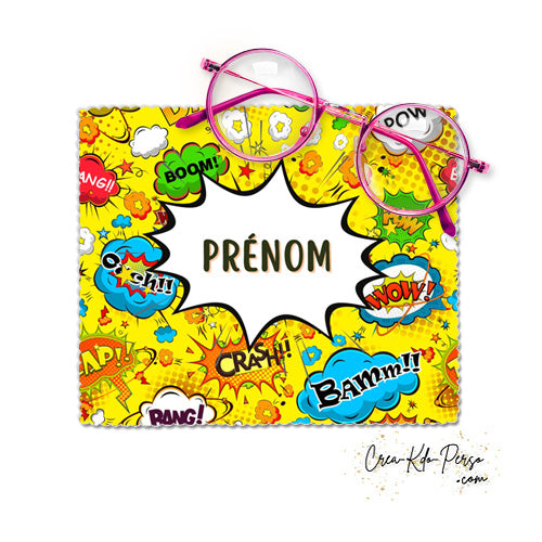 Essuie-lunette Chiffonnette personnalisable thème Bande dessinée couleur jaune