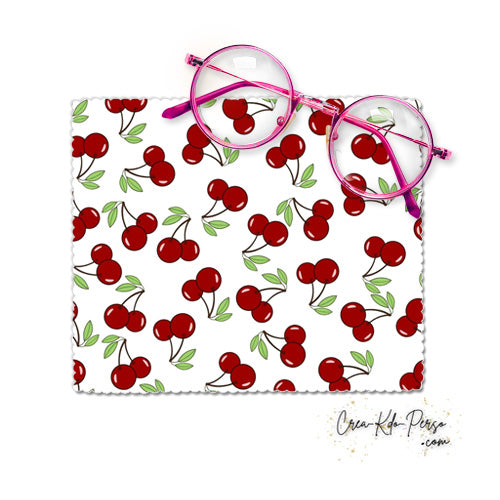 Essuie-lunette Chiffonnette motif cerises rouges