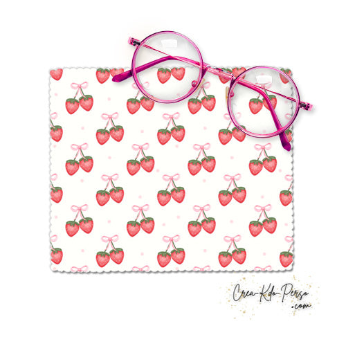 Essuie-lunette Chiffonnette motif Fraises gourmandes