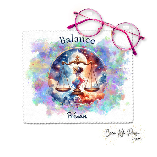 Chiffon à lunettes personnalisé signe astrologique Balance horoscope
