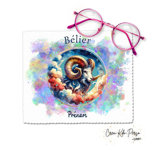 Chiffon à lunettes personnalisé signe astrologique Bélier horoscope