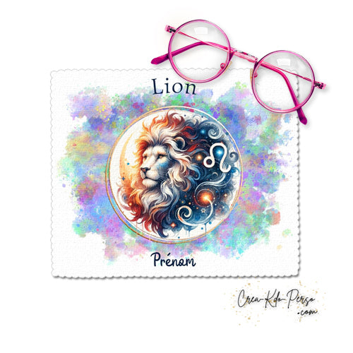 Chiffon à lunettes personnalisé signe astrologique Lion horoscope