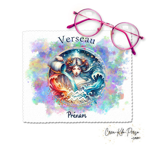 Chiffon à lunettes personnalisé signe astrologique Verseau horoscope