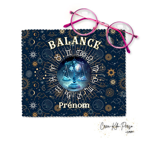 Chiffon à lunettes personnalisé signe astrologique horoscope Balance