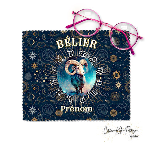 Chiffon à lunettes personnalisé signe astrologique horoscope Bélier