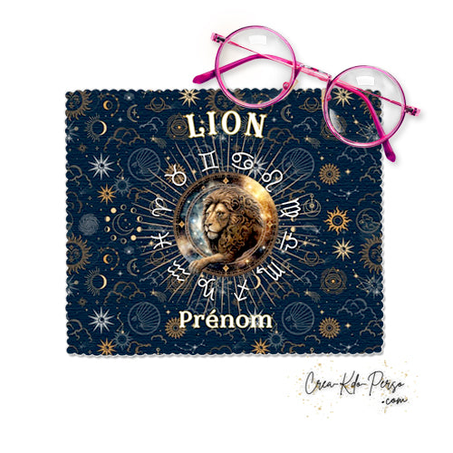 Chiffon à lunettes personnalisé signe astrologique horoscope Lion