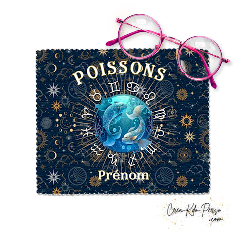 Chiffon à lunettes personnalisé signe astrologique horoscope Poissons