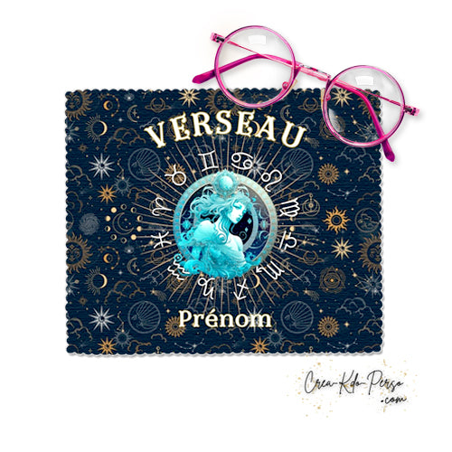 Chiffon à lunettes personnalisé signe astrologique horoscope Verseau