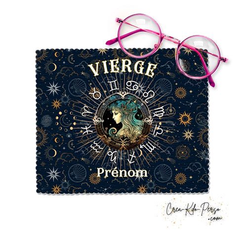 Chiffon à lunettes personnalisé signe astrologique horoscope Vierge