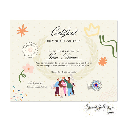 Diplôme à personnaliser cadeau