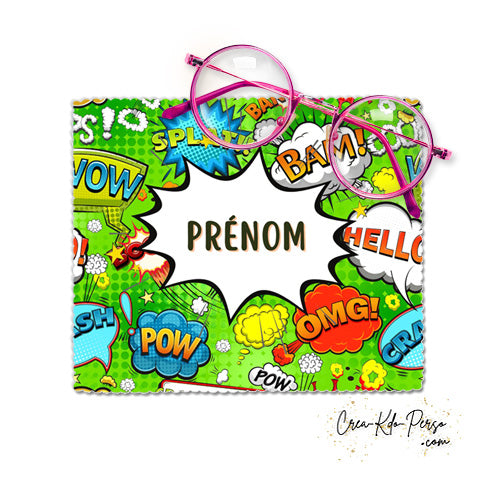 Essuie-lunette Chiffonnette personnalisable thème Bande dessinée couleur verte