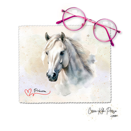 Chiffonnette chiffon essui lunettes motif Cheval  aquarelle personnalisé