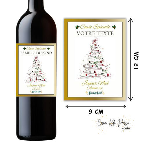 étiquettes Bouteille de Vin cuvée spéciale Noël personnalisées