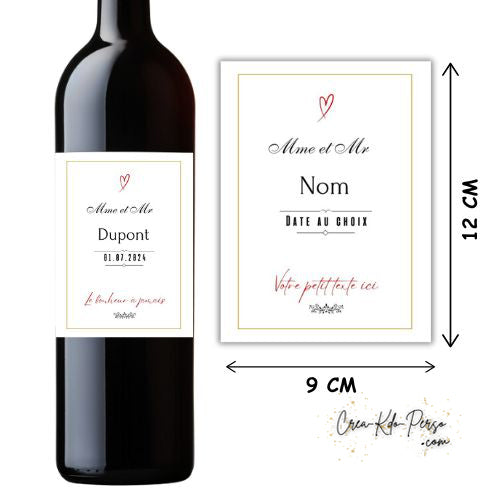 étiquettes Bouteille de Vin spéciale mariage personnalisées