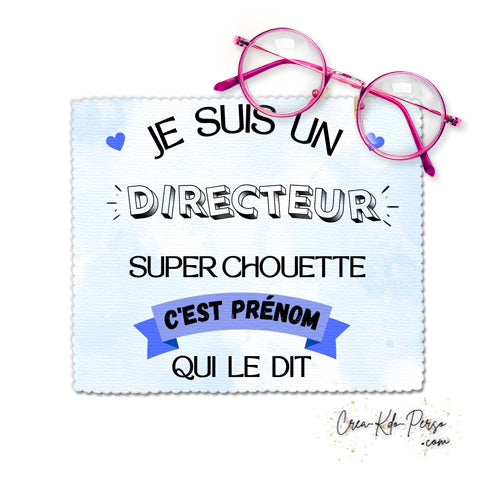 Chiffon à lunettes cadeau directeur super chouette enseignant personnalisé