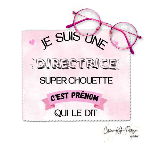 Chiffon à lunettes cadeau super chouette directrice enseignante personnalisé
