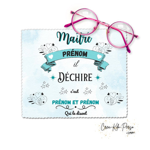 Chiffon à lunettes cadeau maitre qui déchire enseignant personnalisé