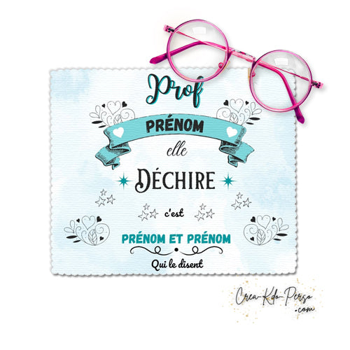 Chiffon à lunettes cadeau prof qui déchire enseignante personnalisé