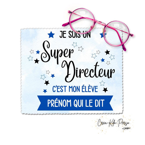 Chiffon à lunettes cadeau super directeur enseignant personnalisé