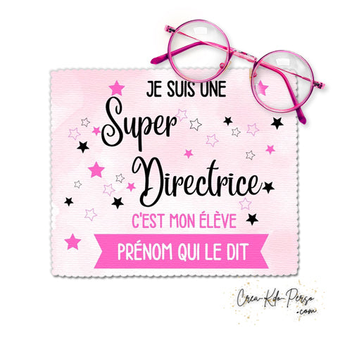 Chiffon à lunettes cadeau super directrice enseignante personnalisé