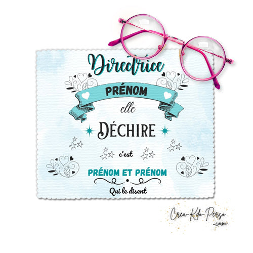 Chiffon à lunettes cadeau directrice qui déchire enseignante personnalisé