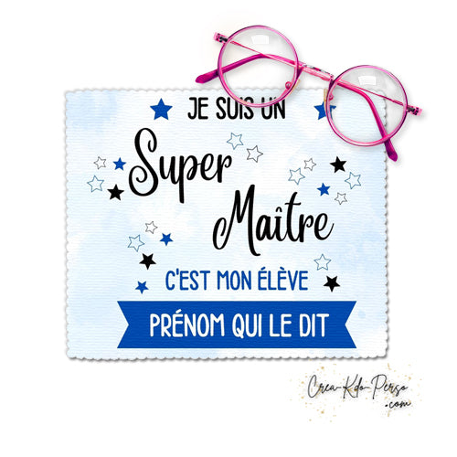 Chiffon à lunettes cadeau super maitre enseignant personnalisé