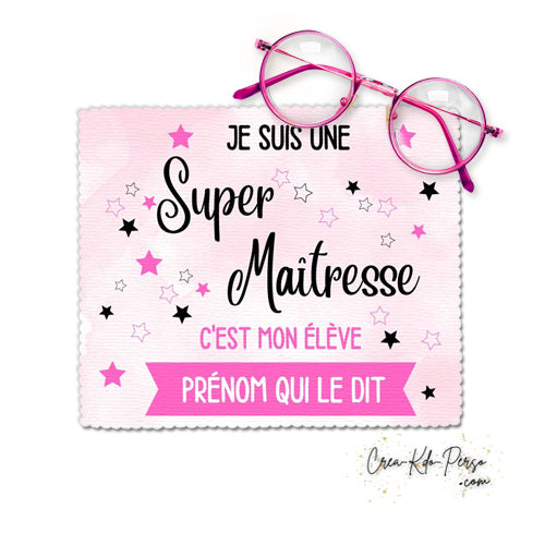 Chiffon à lunettes cadeau super maitresse enseignante personnalisé