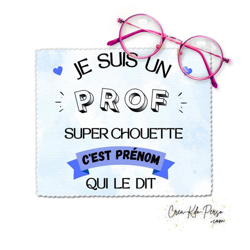 Chiffon à lunettes cadeau super chouette prof enseignant personnalisé