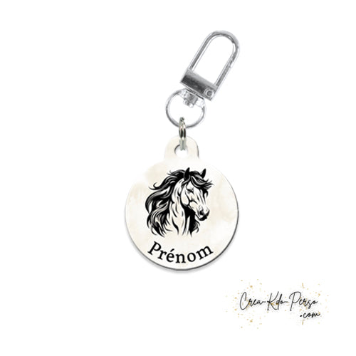 Médaille identification cheval personnalisée pendentif pour licol motif portrait fond beige
