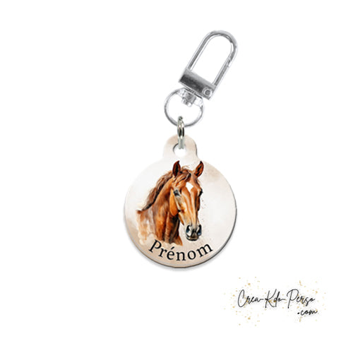 Médaille identification cheval personnalisée pendentif pour licol motif portrait cheval bai
