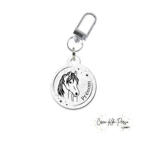 Médaille identification cheval personnalisée pendentif pour licol motif portrait étoilé