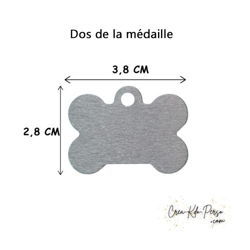Médaille pendentif chien personnalisée motif carreaux vichy vert forme os