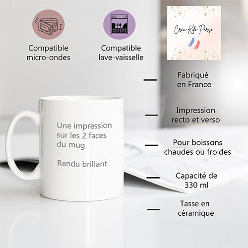 Mug personnalisé avec PERSONNALISATION COMPLÈTE photo texte couleurs