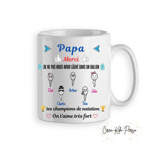 Mug humour spermatozoïde cadeau papa