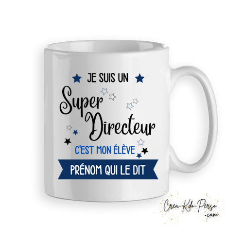 Mug cadeau super Directrice Directeur enseignant personnalisé
