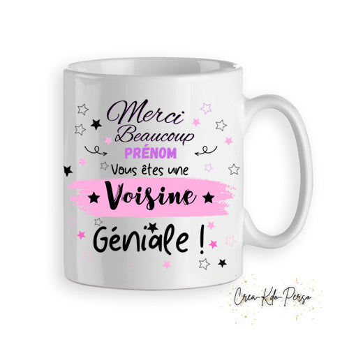 Mug tasse cadeau merci voisin voisine génial personnalisé