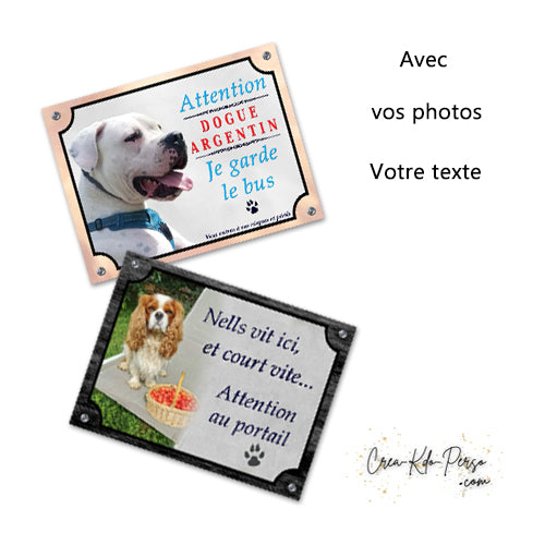 Plaque Attention au chien personnalisée panneau de portail je monte la garde