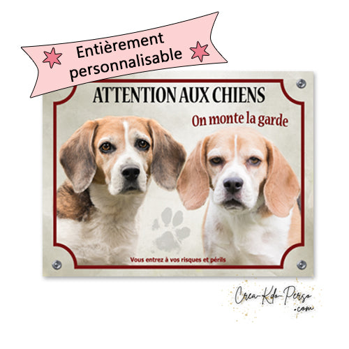 Plaque Attention au chien personnalisée panneau de portail je monte la garde
