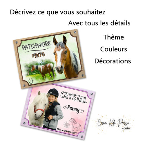 Plaque de box chevaux avec PERSONNALISATION COMPLÈTE photo texte couleurs panneau personnalisé