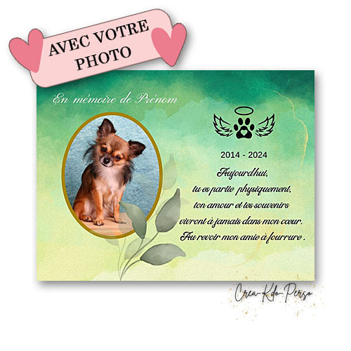plaque funéraire souvenir chien décédé animaux de compagnie