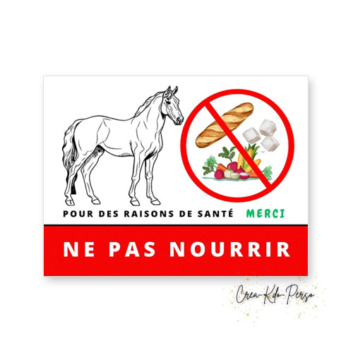 Panneau ne pas nourrir ne pas toucher version chevaux cheval poney