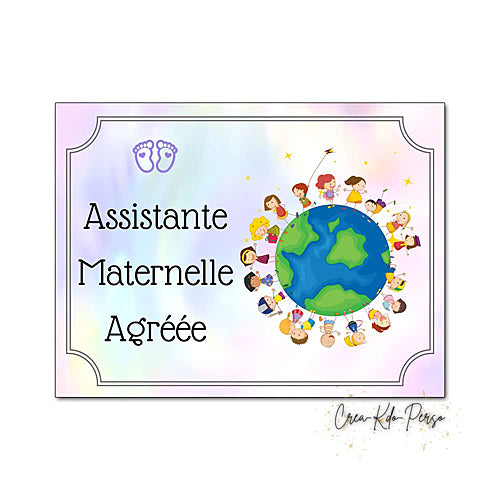 Plaque Assistante maternelle agréée panneau de porte nounou nourrice