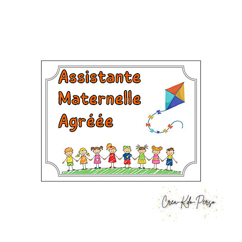 Plaque Assistante maternelle agréée panneau de porte nounou nourrice