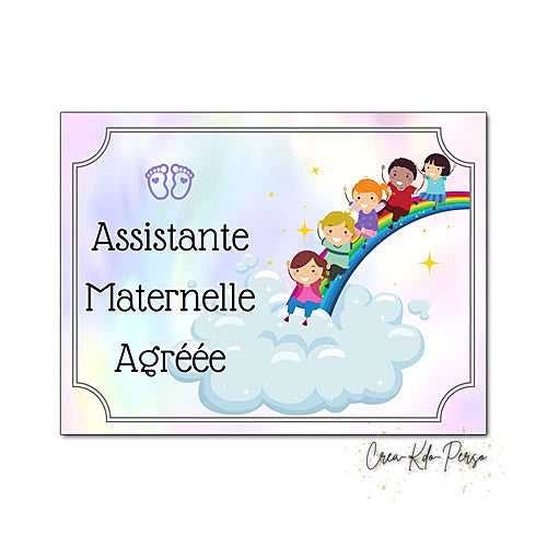 Plaque Assistante maternelle agréée panneau de porte nounou nourrice