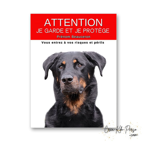 plaque panneau attention au chien je garde et je protège personnalisable