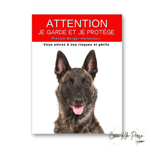 plaque panneau attention au chien je garde et je protège personnalisable