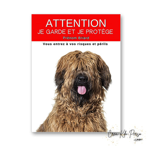 plaque panneau attention au chien je garde et je protège personnalisable